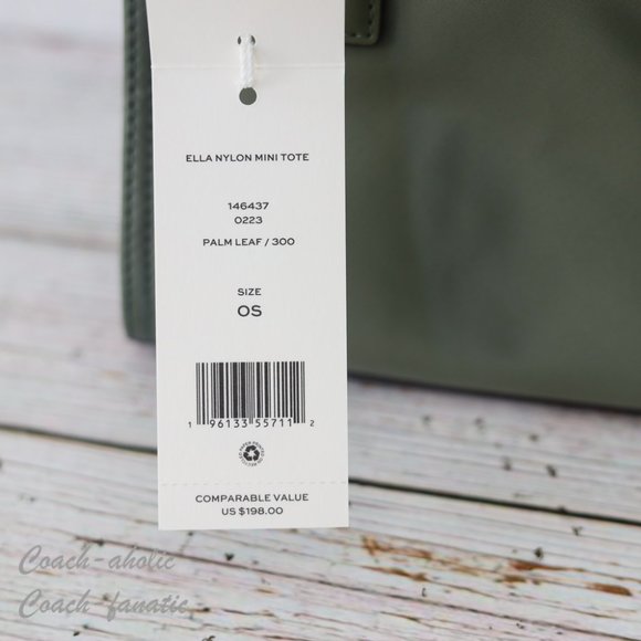 NWT Tory Burch Ella Nylon Mini Tote Crossbody Bag Purse in Palm Leaf Green - Picture 8 of 12